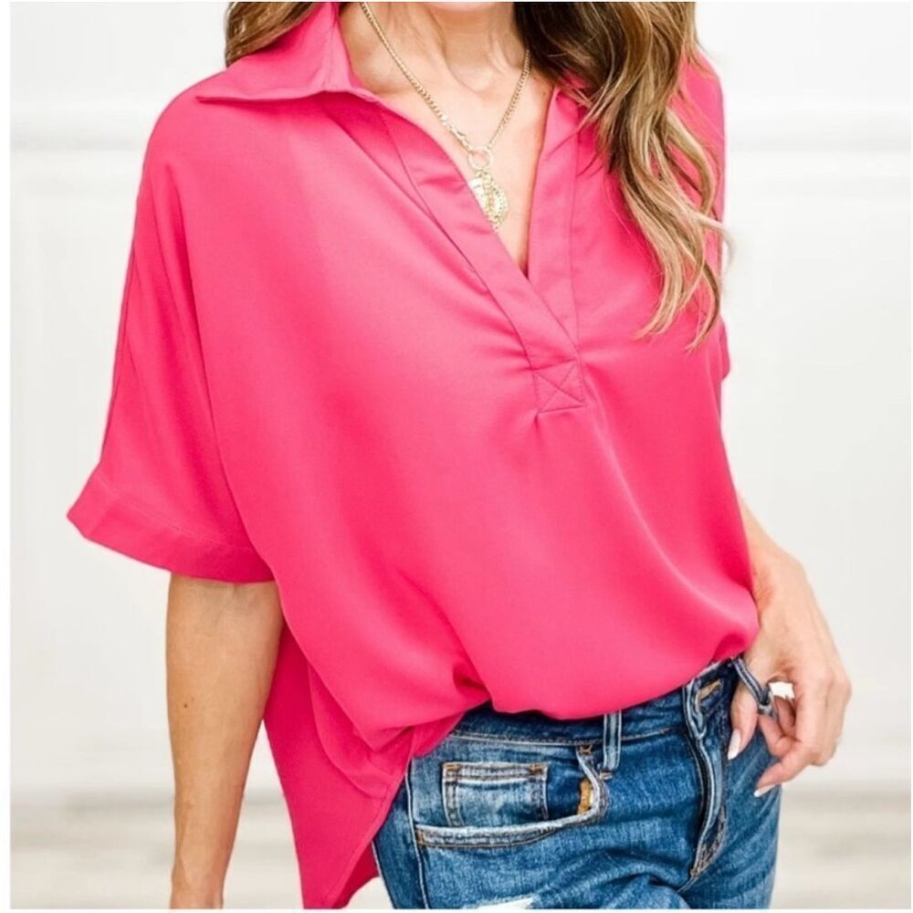 ✨EESOME COLLARD PINK SZ MEDIUM BLOUSE✨
